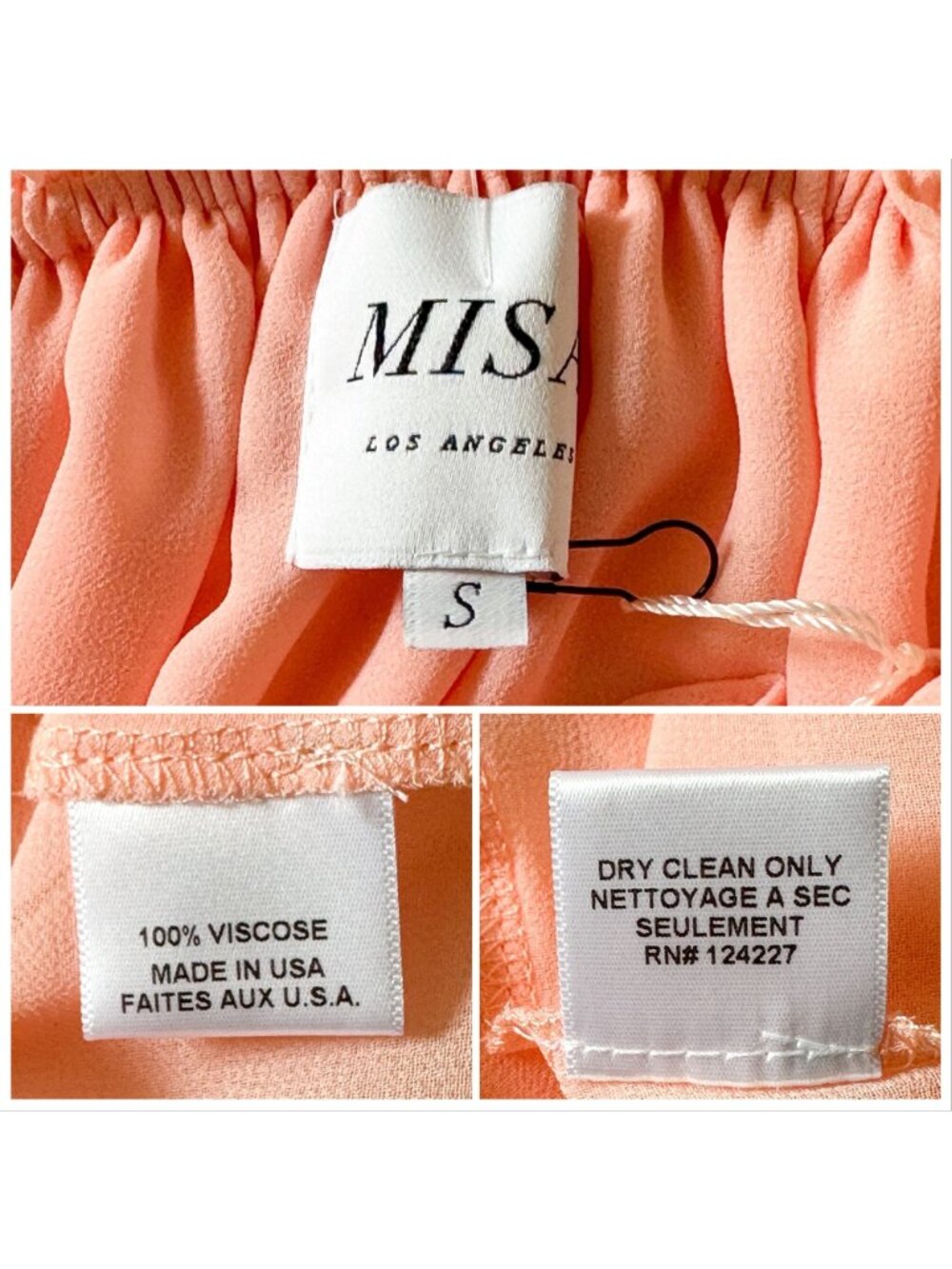 New with Tag MISA Pink Chiffon Lively Off the Shoulder Blouse, Size S - Picture 8 of 15